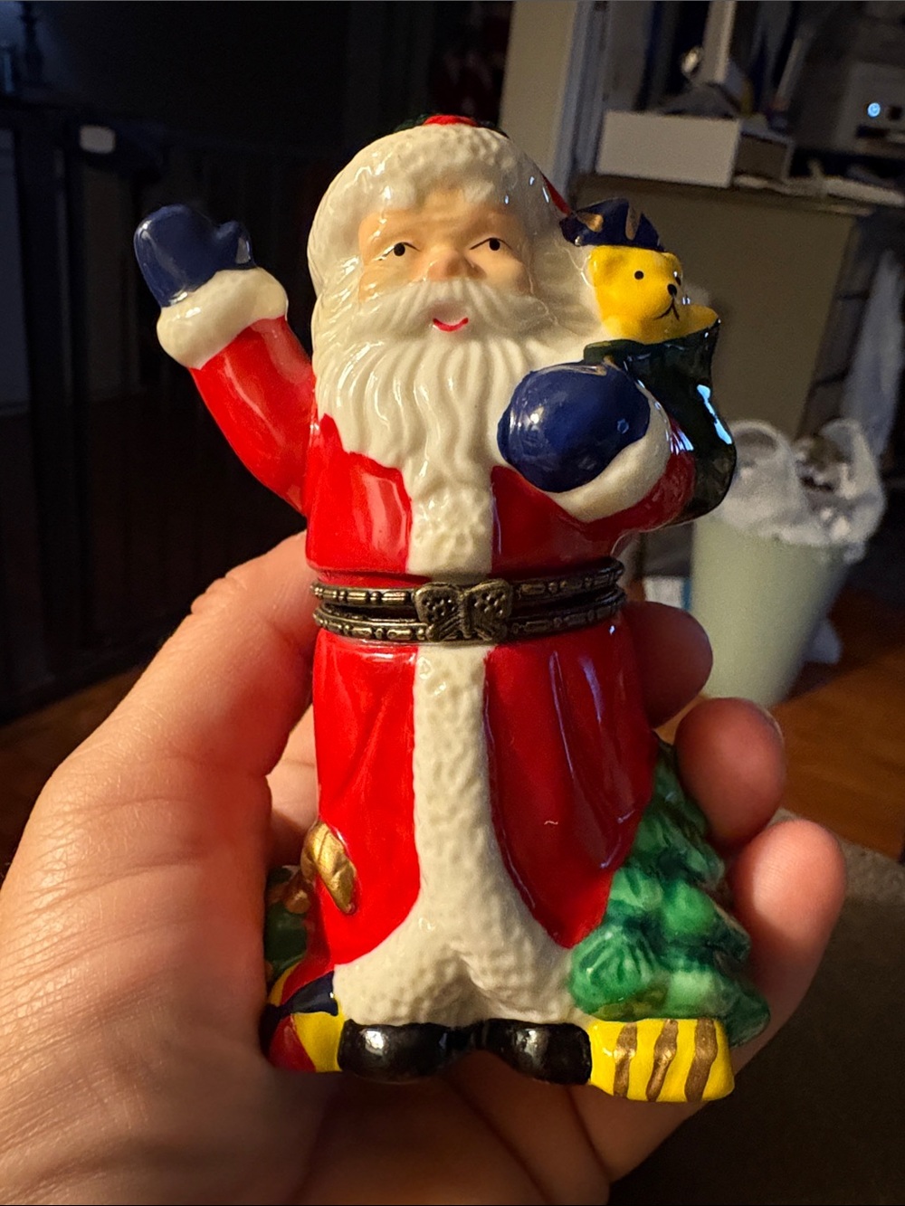 Santa And moose Hinged Trinket Holiday Christmas Winter lot of 2